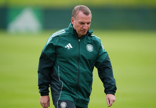Brendan Rodgers during a training session at Lennoxtown