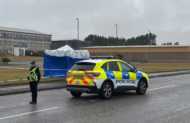 Police at the Elliot industrial estate in Arbroath