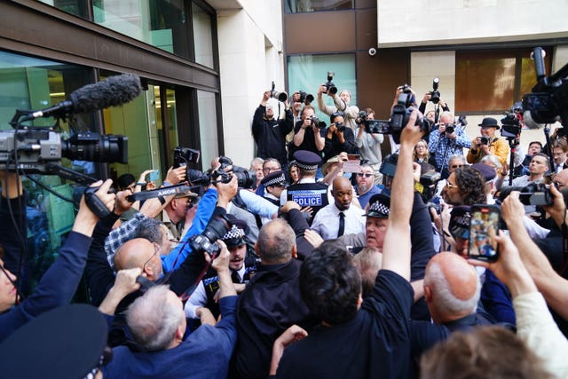 Russell Brand arriving at Westminster Magistrates’ Court