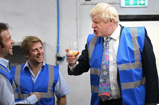 Prime Minister Boris Johnson during a visit to the Healey's Cornish Cyder Farm near Truro