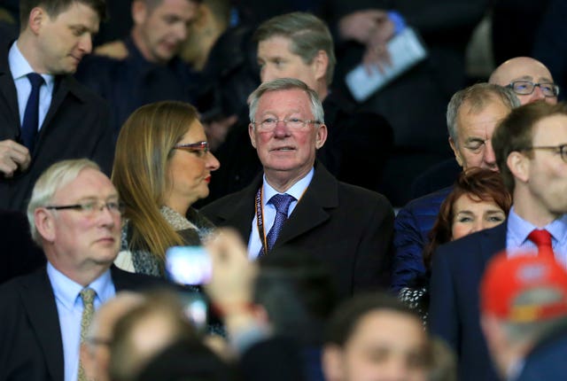 Sir Alex Ferguson in the stands at Old Trafford (Nigel French/PA)