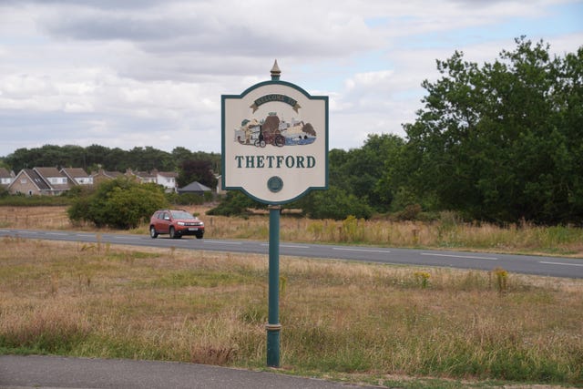 A sign following disorder in the village of Thetford