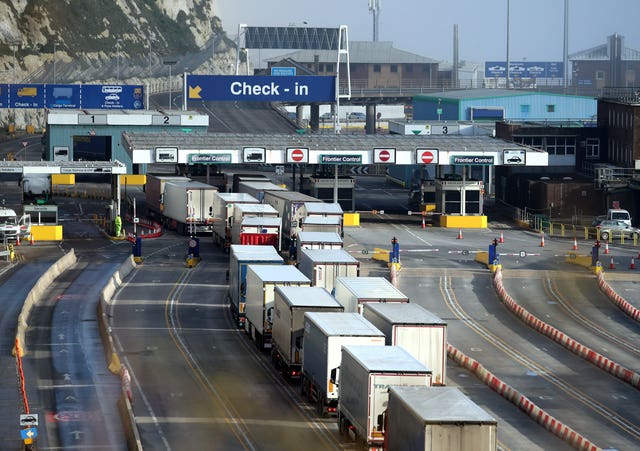 Lorries queue at Dover