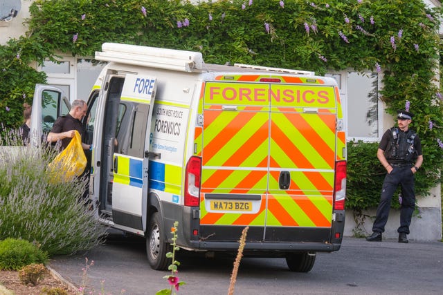 A police forensics van outside Ann Widdecombe's house