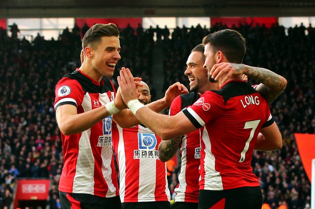 Shane Long celebrates scoring Southampton's second goal