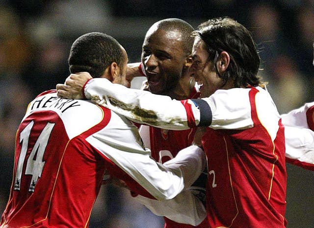 Patrick Vieira (centre) and Robert Pires (right) were part of Arsenal's Invincibles side. (Owen Humphreys/PA Images)