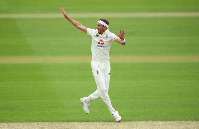 England’s Stuart Broad, complete with bandana, appeals unsuccessfully for a wicket