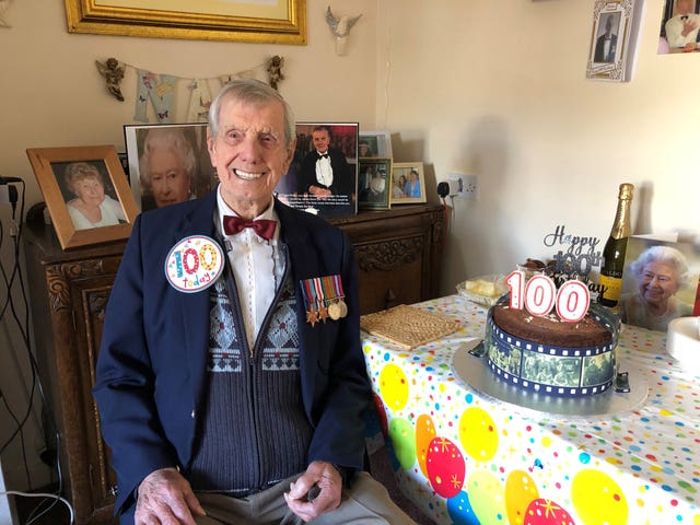 Second World War veteran Charlie Pallett celebrating his 100th birthday