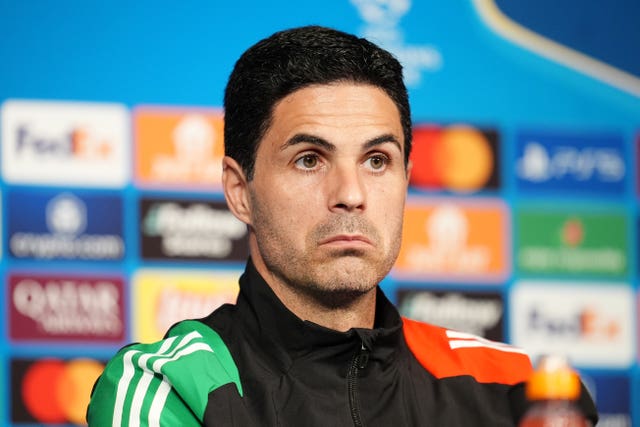 Mikel Arteta speaks during a press conference