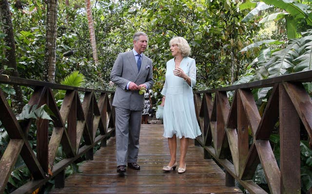 The prince and duchess tour the Fond Doux cocoa plantation during a 2008 visit to St Lucia.