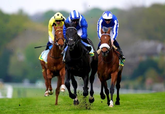 Mostahdaf (centre) took the three-runner Gordon Richards Stakes over course and distance last time