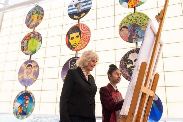 Camilla at an art class at Mulberry School for Girls
