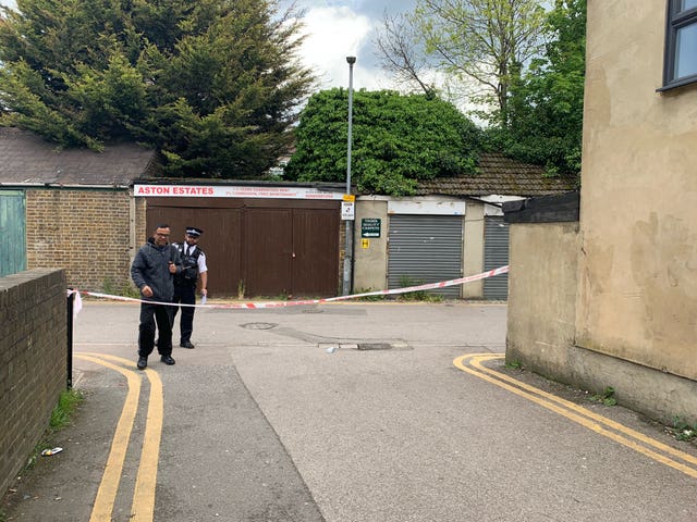 Police officers near Seven Kings Mosque in Ilford