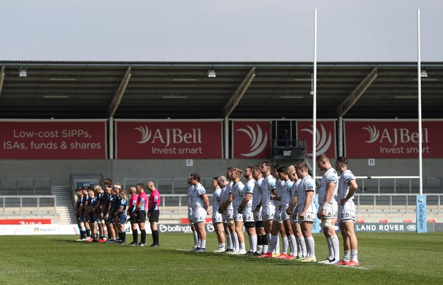 In Rugby's Premiership, Sale Sharks and Gloucestershire players stood in memory