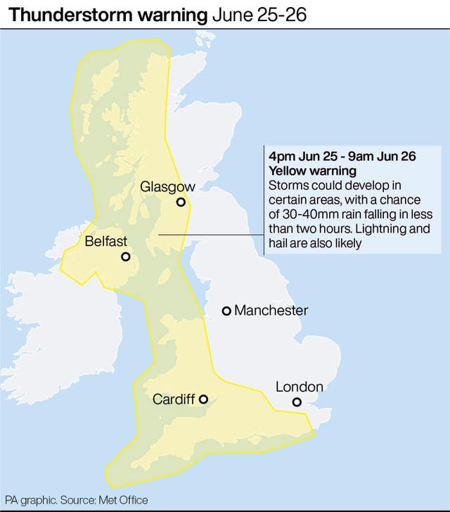 Thunderstorm warning June 25-26