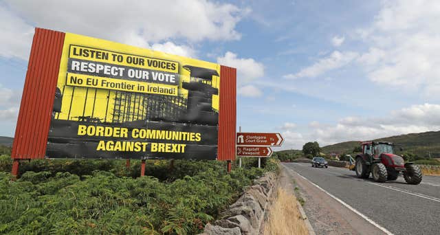 Anti-Brexit billboards on the northern side of the border
