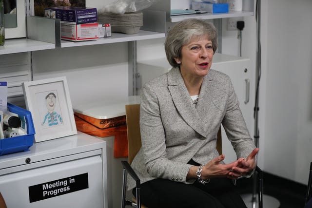Theresa May during a visit to Kentish Town Health Centre