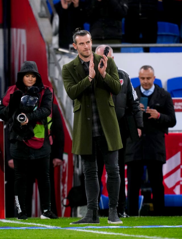 Gareth Bale applauds the Wales fans before the game