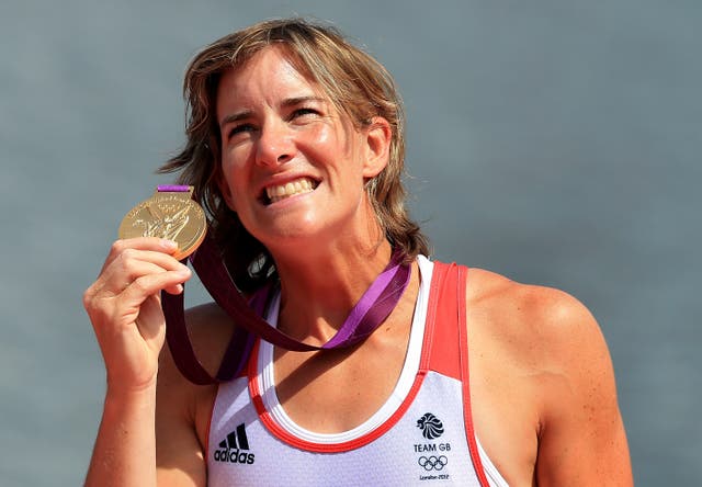 Katherine Grainger celebrates her Olympic gold medal