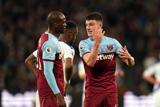 Declan Rice, right, says he is missing his West Ham team-mates (John Walton/PA)