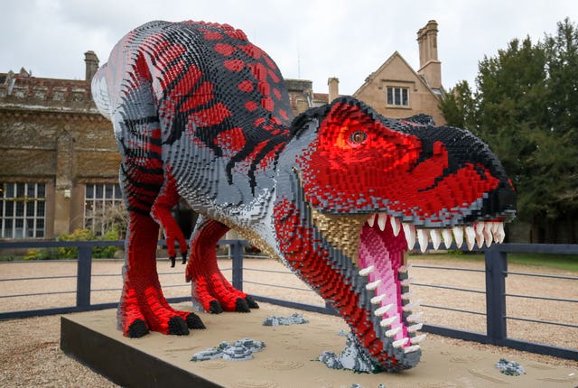 Lego dinosaur sculpture