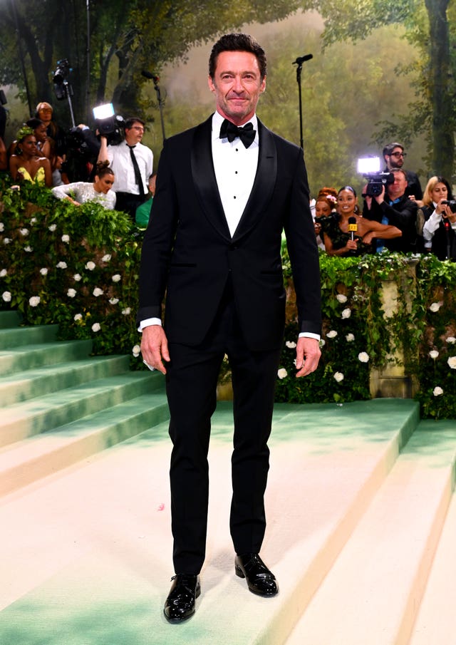 Hugh Jackman in a black suit at the 2024 Met Gala