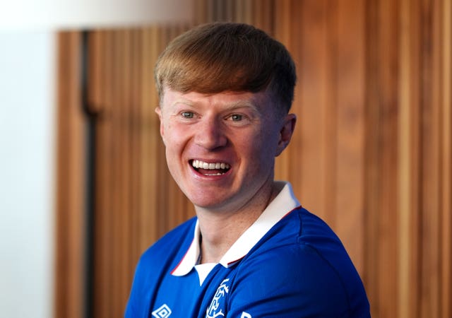 Rangers' Lyall Cameron smiles while speaking to reporters at St George’s Park