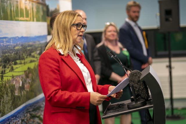 Helen Godwin makes a speech at Oasis Academy, Bristol, after being returned as Mayor of the West of England Combined Authority