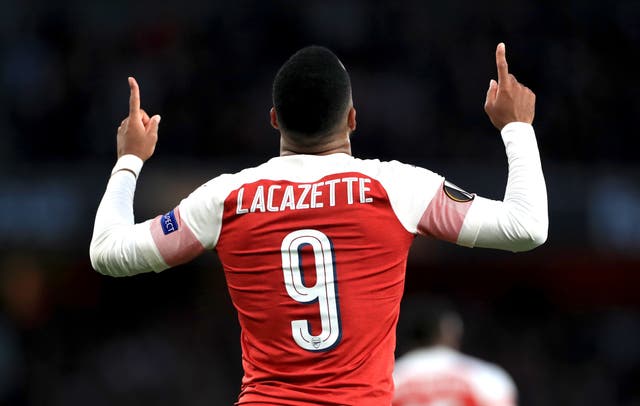 Arsenal’s Alexandre Lacazette celebrates