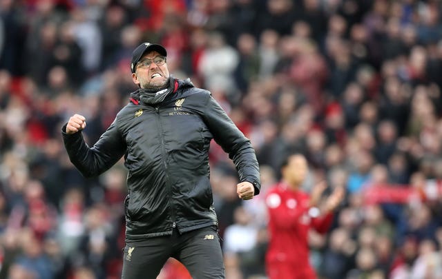 Liverpool manager Jurgen Klopp celebrates victory over Tottenham