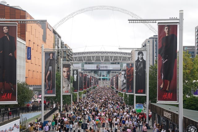 Fans gathered outside Wembley Stadium before one of Taylor Swift’s Eras Tour concerts