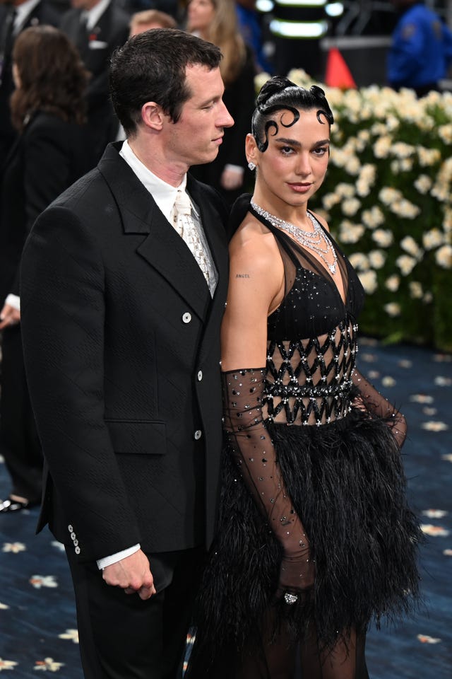 Dua Lipa and Callum Turner at the Met Gala 2025