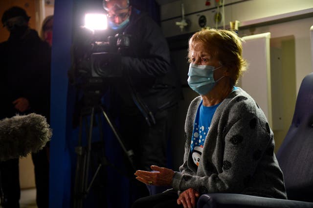 Margaret Keenan speaks to the media