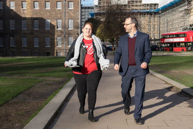 Sara Canning and Patrick Corrigan will be among those attending the celebratory event in Westminster (Stefan Rousseau/PA)