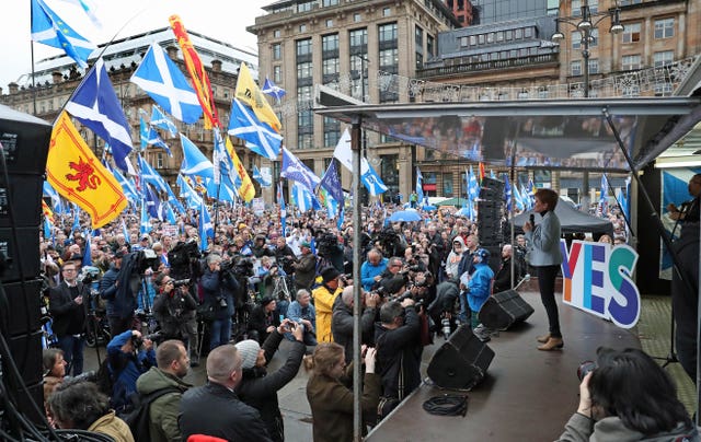 Nicola Sturgeon addressing independence rally in George Square
