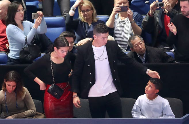 Cristiano Ronaldo (centre) with girlfriend Georgina Rodriguez and son Cristiano Ronaldo Junior