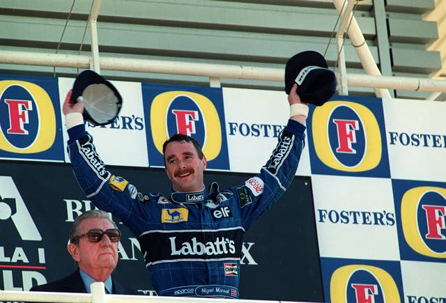 Nigel Mansell celebrating