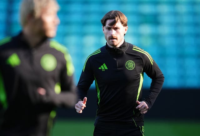 Celtic’s Anthony Ralston during a training session at Celtic Park