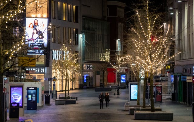 A near deserted Liverpool city centre on the first day after Prime Minister Boris Johnson ordered pubs and restaurants across the country to close (Peter Byrne/PA)