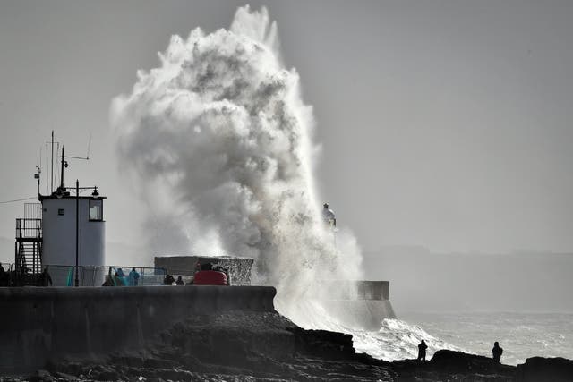 Stormy conditions at Porthcawl, Wales
