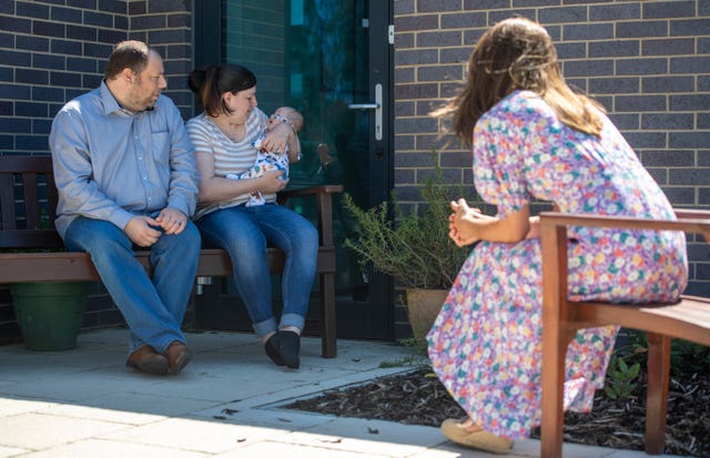 Kate meets Liam and Lisa Page and baby Connor