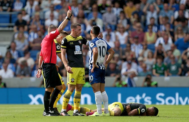 Florin Andone saw red in the first half