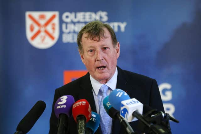 Lord Trimble speaks at the event (Brian Lawless/PA)