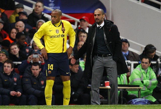 Thierry Henry and Pep Guardiola worked together at Barcelona (Sean Dempsey/PA Images)