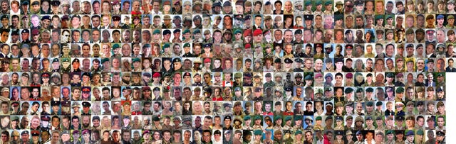 Composite image of 445 service personnel of the British armed forces who died during the conflict in Afghanistan