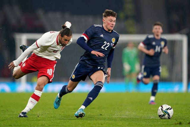 Nathan Patterson, right, in action against Poland