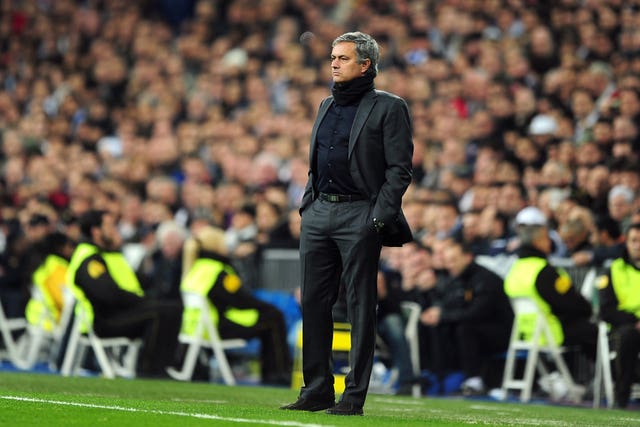 Real Madrid head coach Jose Mourinho on the touchline 