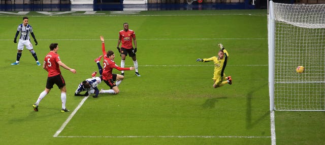 Mbaye Diagne (on the floor) gives West Brom an early lead