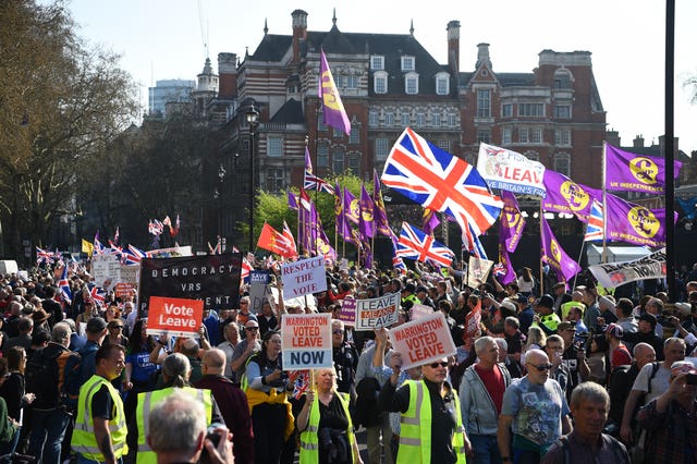 The March to Leave outside the House of Parliament