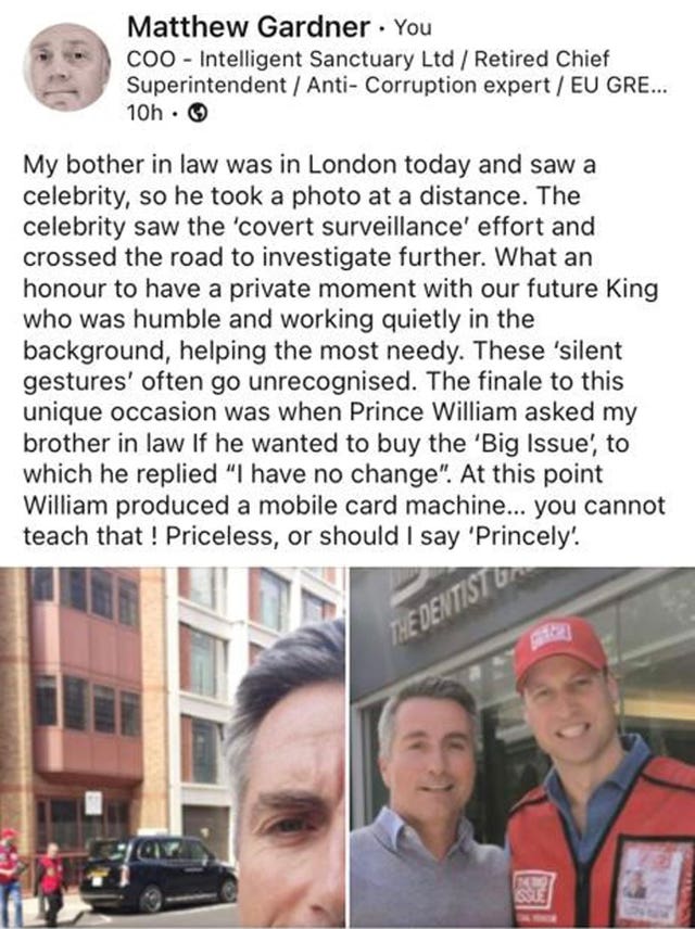 The Duke of Cambridge selling the Big Issue